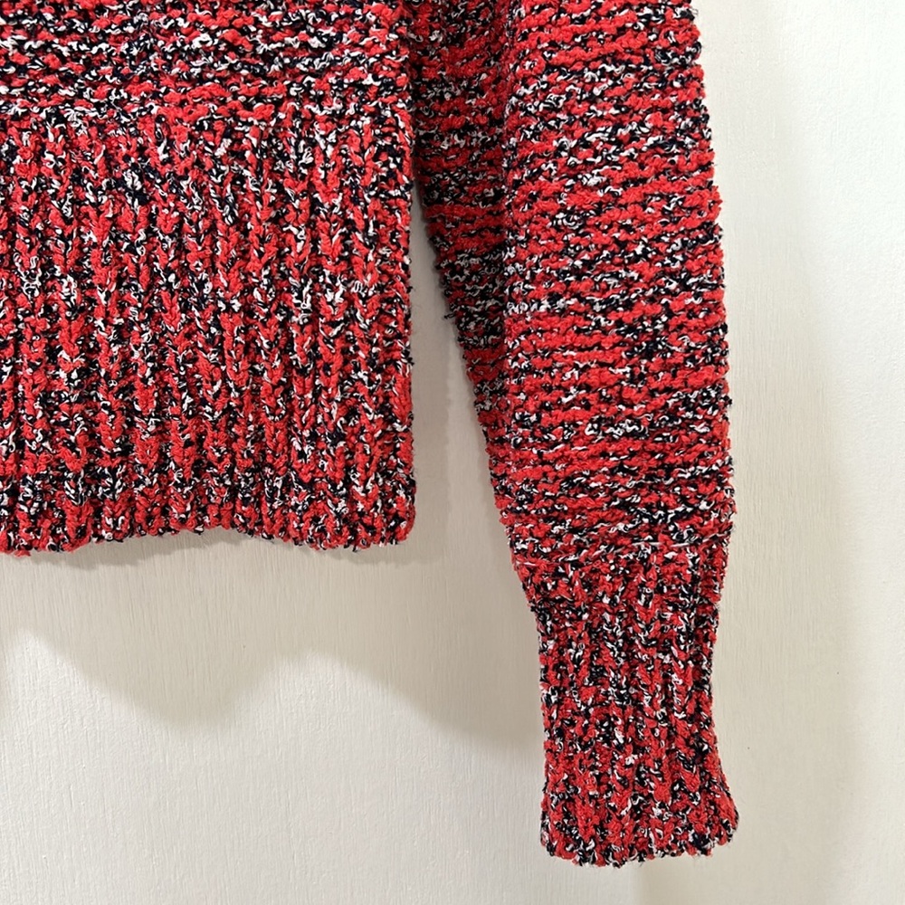 CURRENT ELLIOT WOMEN THE MOONSHINE SWEATER  PULLOVER RED BLACK LONG SLEEVE Sz 0 - Picture 5 of 11